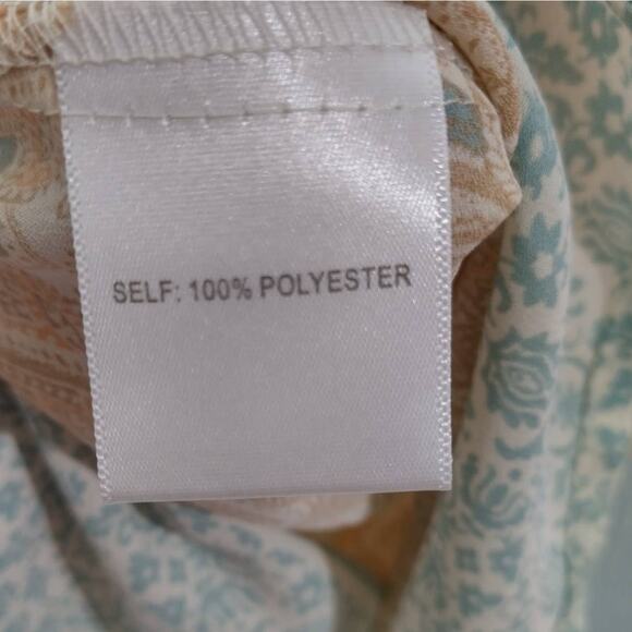 ROSE + OLIVE Womens Beige Tan S Tunic Top Long Sleeve Paisley Print Boho V-Neck - Picture 8 of 9